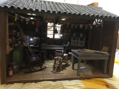 Cabaña de madera a escala 1:6, casa de muñecas en miniatura para muñecas Blythe BJD, muebles en miniatura para escenas pequeñas.
