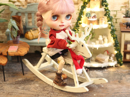Kit de material para caballo de madera pequeño con asta de ciervo navideña en miniatura