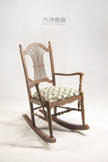 Mecedora de arpa vintage a escala 1:6, muebles para casa de muñecas en miniatura