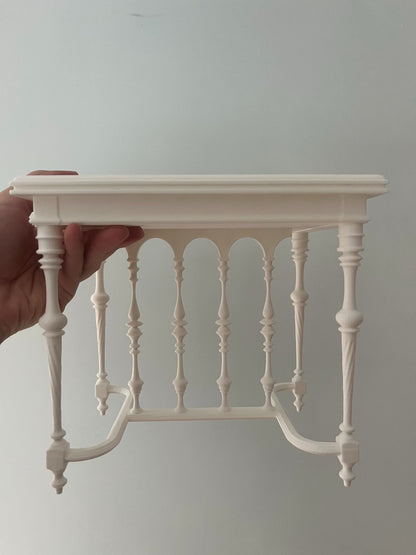 Mesa de estilo vintage a escala 1:6, muebles para casa de muñecas en miniatura, color blanco y negro, sin pintar