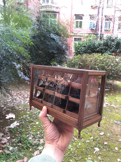 1:6 Scale Walnut Vintage Display Cabinet Miniature Dollhouse Furniture For Blythe BJD