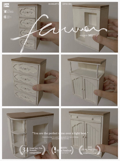 1:12 Scale Miniature Wooden Cabinet Vintage Distressed Display Dresser For Dollhouse Living Room