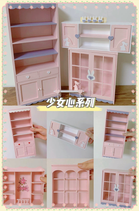 1:12 Scale Miniature Dollhouse Furniture Wooden Cabinet Bookshelf Display Shelf For Living Room
