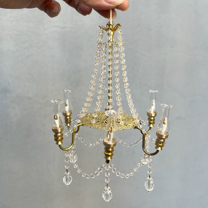 Lustre miniature en cristal à l'échelle 1:6, accessoire pour maison de poupée BJD Blythe