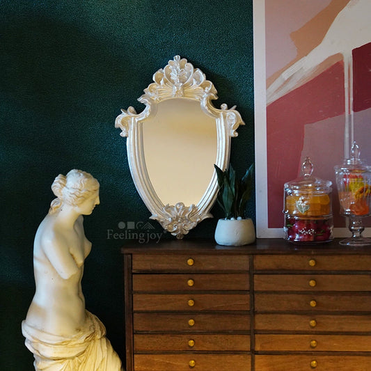 Accesorios para casa de muñecas en miniatura a escala 1:6, accesorios Blythe, espejo de tocador de estilo europeo, marco decorativo para fotos.