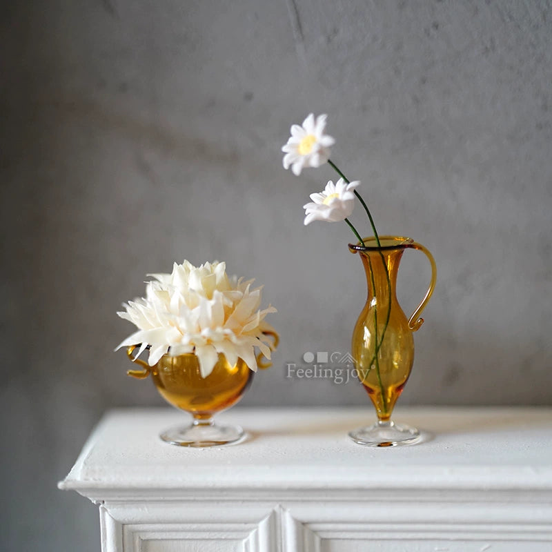 Vase miniature en verre à l'échelle 1:6, pot de fleurs, accessoire pour maison de poupée BJD, artisanat en argile, accessoires de scène DIY