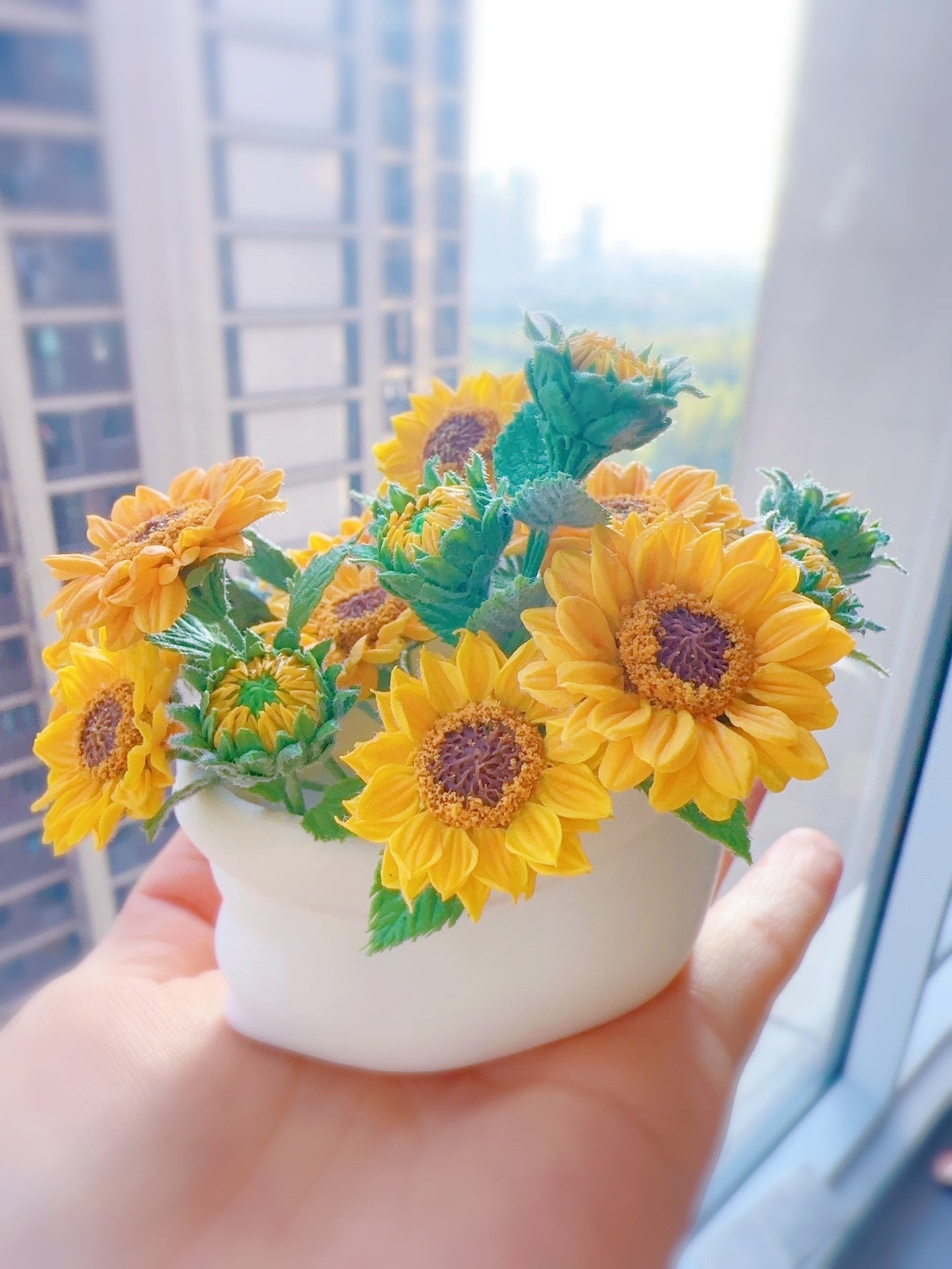 1:6 Scale Miniature Sunflower Bouquet With Buds For Blythe Dollhouse Decor