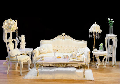 Mesa auxiliar de madera a escala 1:6, muebles en miniatura para casa de muñecas y sala de estar.
