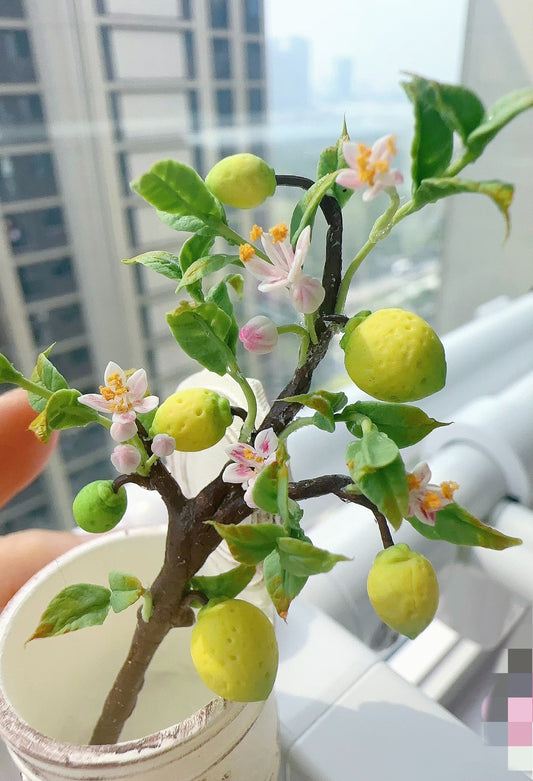 1:6 Scale Miniature Lemon Tree Branch Clay Decoration For Blythe Dollhouse
