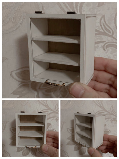 1:12 Scale Miniature Wooden Bread Cabinet Bakery Display Dollhouse Furniture Vintage Retro Miniature