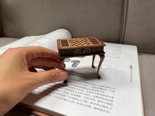 1:12 Scale Handmade Chess Table Miniature Dollhouse Furniture