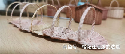 1:6 Scale Miniature Woven Paper Basket Small Flower Basket For Dollhouse