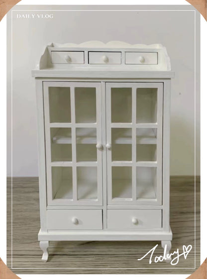 1:6 Scale 1:12 Scale Miniature Dollhouse Furniture Wooden Cabinet Wardrobe Sideboard Vintage Style