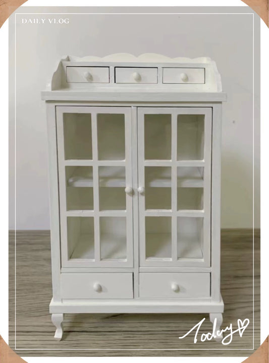1:6 Scale 1:12 Scale Miniature Dollhouse Furniture Wooden Cabinet Wardrobe Sideboard Vintage Style