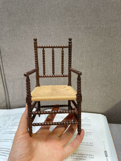 1:6 Scale Woven Replica Miniature Chair With 16cm Height And 7 5cm X 8 5cm Seat