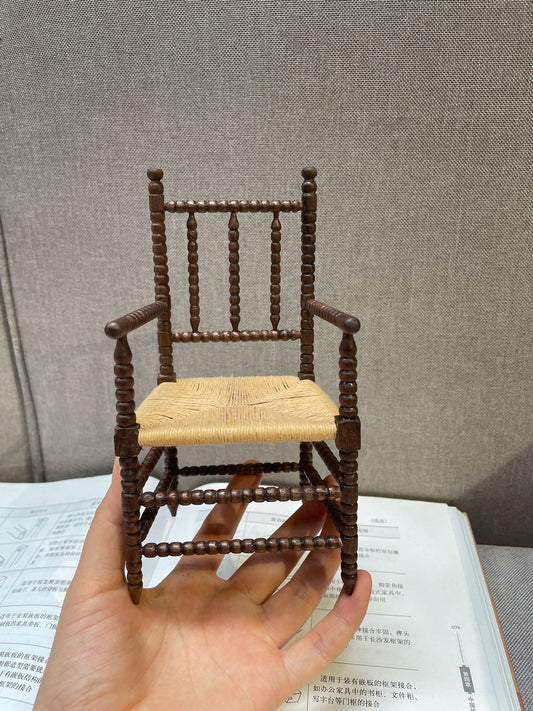 1:6 Scale Woven Replica Miniature Chair With 16cm Height And 7 5cm X 8 5cm Seat