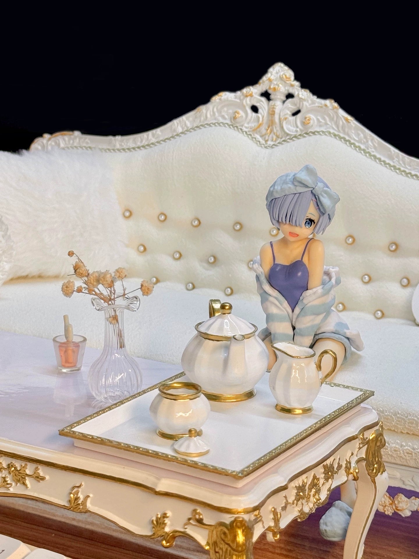 Service à thé européen miniature à l'échelle 1:6, meubles et accessoires pour maison de poupée BJD