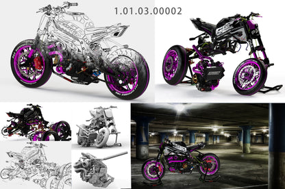 1:6 Scale Motorcycle Street Bike 3D Model Design File Miniature Vehicle Blueprint