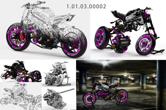 1:6 Scale Motorcycle Street Bike 3D Model Design File Miniature Vehicle Blueprint