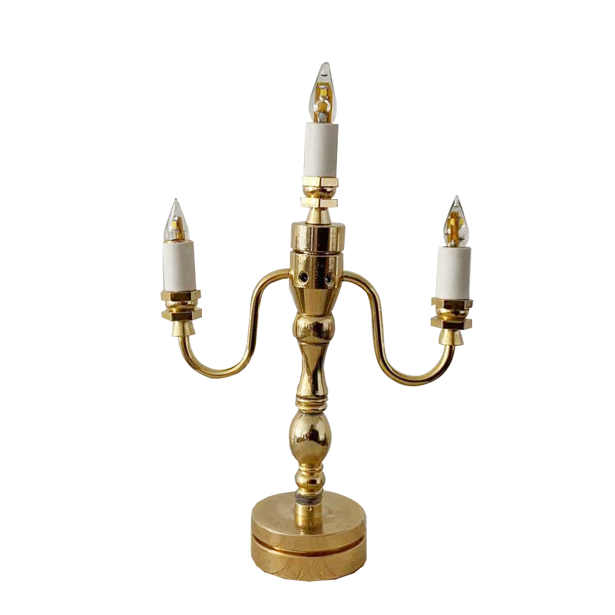 Bougeoir LED miniature à trois lumières pour maison de poupée, échelle 1:6, pour accessoires de figurines BJD Blythe