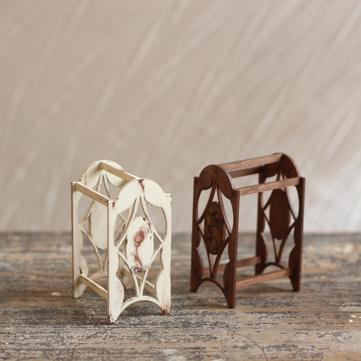 Sewing-themed Carved Fabric Rack Miniature Material Kit (1:6 or 1:12 Scale) for Dollhouse