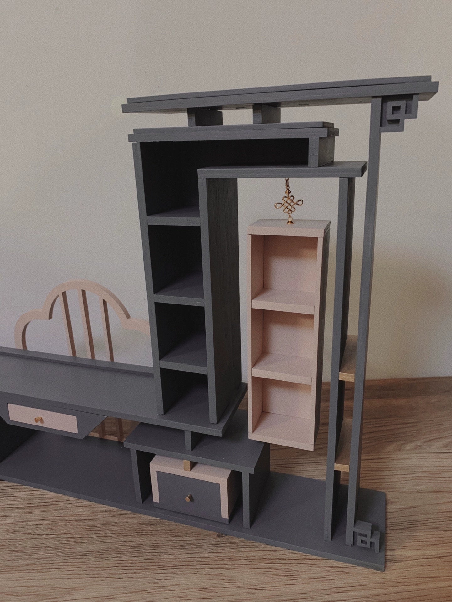 1:12 Scale Miniature TV Cabinet Chinese Style Dollhouse Furniture New Traditional Miniature Decor
