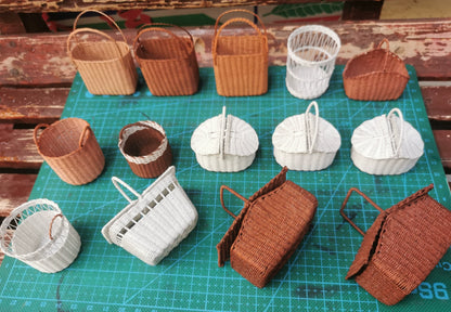 1:6 Scale Miniature Picnic Basket Woven Rattan Handbag For Blythe Ob11 Dolls Dollhouse Accessories