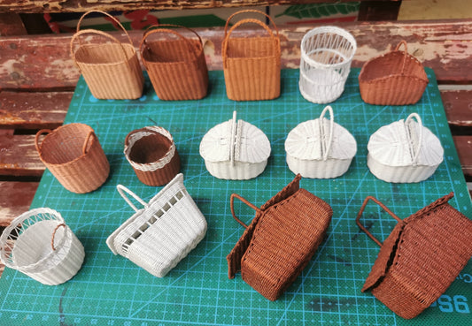 1:6 Scale Miniature Picnic Basket Woven Rattan Handbag For Blythe Ob11 Dolls Dollhouse Accessories