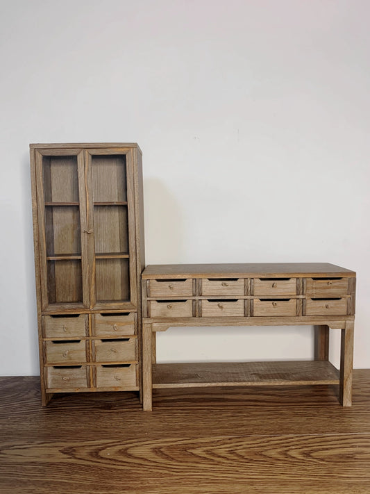 1:6 Scale Vintage Distressed Wooden Cabinet Bookshelf Sideboard Miniature Dollhouse Furniture For Blythe Dolls