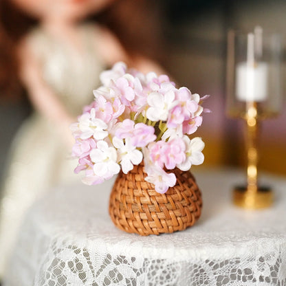 Pot de fleurs en osier miniature pour décoration de maison de poupée, échelle 1:6, double usage, simulation de plante en pot, accessoires BJD Blythe
