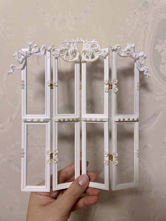 Panneau de fond miniature pour maison de poupée, échelle 1:6, paravent vintage pliable pour exposition de poupées