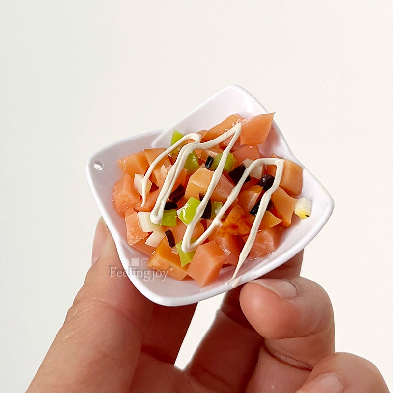Accesorios para casa de muñecas BJD a escala 1:6, Blythe, té de la tarde, ensalada en miniatura, accesorios para escena, modelo de juego de comida en miniatura, candelabro, silla
