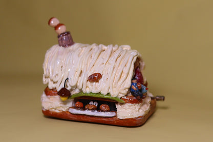 Juego de cama para casa de muñecas en miniatura con diseño de fresas a escala 1:12