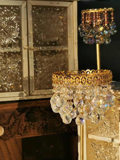 1:6 Scale BJD Crystal Chandelier Blythe Doll Table Lamp OB11 Floor Lamp Miniature Dollhouse Lighting