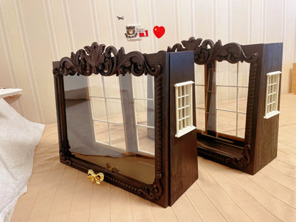 Vitrina de iluminación para casa de muñecas en miniatura a escala 1:12 con temática de gato, envío gratis