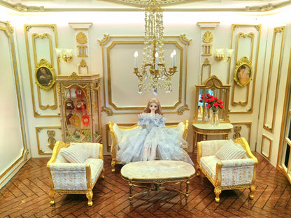 Lustre miniature en cristal à l'échelle 1:6 pour maison de poupée BJD Blythe Barbie