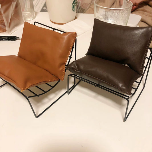 1:6 Scale Leather Sofa Nordic Style Lounge Chair BJD Dollhouse Miniature Furniture