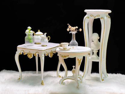 Mesa auxiliar de madera a escala 1:6, muebles en miniatura para casa de muñecas y sala de estar.