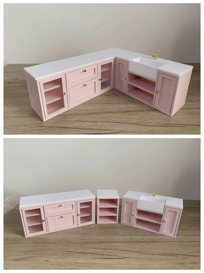1:6 Scale Miniature Nordic Retro Furniture Set For Blythe Dollhouse Custom Handmade Sugar Candy Style