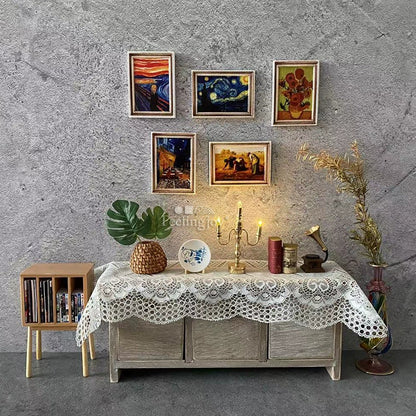 1:12 Scale Miniature Dollhouse Picture Frame Wall Art European Style DIY Miniature Painting Photo Gallery