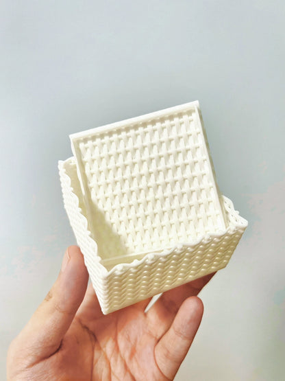Cesta de picnic tejida en miniatura a escala 1:6, accesorio para casa de muñecas BJD