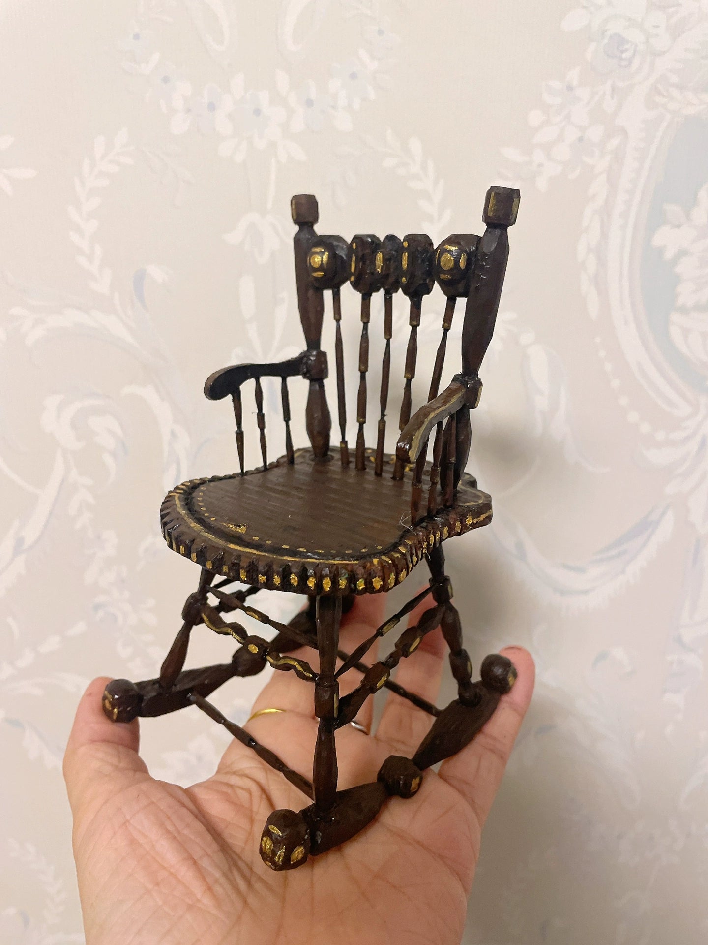1:6 Scale Vintage Rocking Chair Miniature Dollhouse Furniture For Blythe Doll Accessories