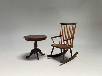 1:6 Scale Miniature Wooden Rocking Chair For Dollhouse Living Room Decor