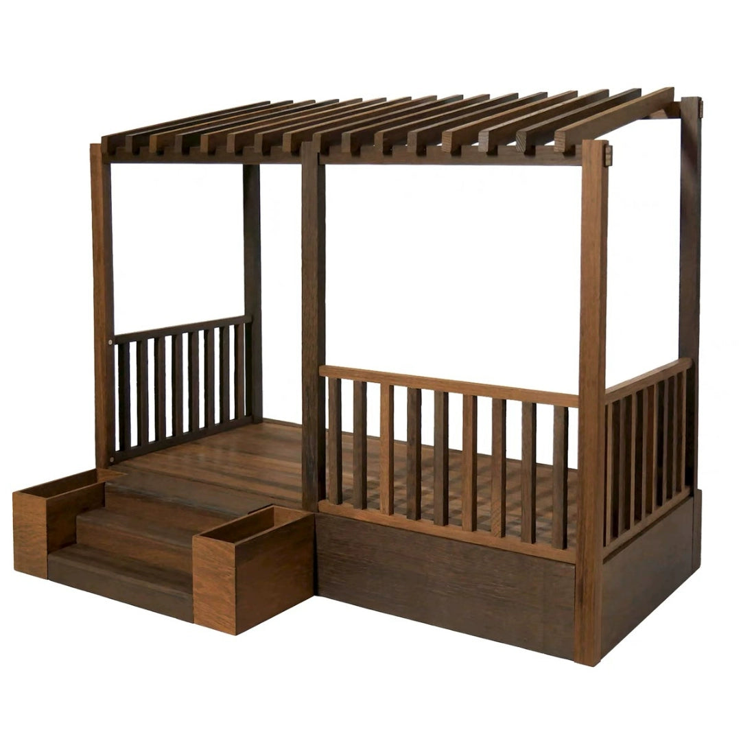 1:6 Scale Wooden Porch Miniature Dollhouse Furniture Natural Wood Color