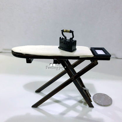 1:12 Scale Wooden Ironing Board Miniature Dollhouse Furniture BJD Scene Props