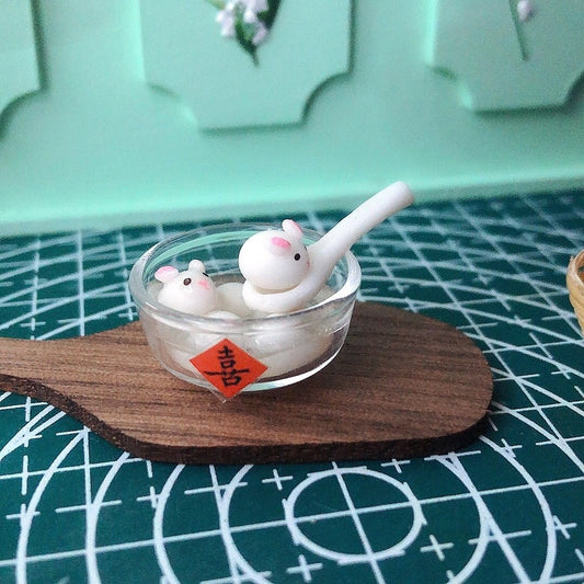 Bolas de arroz de arcilla en miniatura para decoración de casa de muñecas, escala 1:12