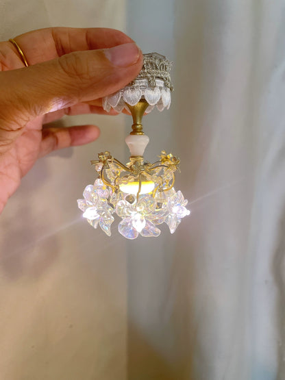 Lámpara de techo para casa de muñecas en miniatura a escala 1:12 con control remoto para accesorios de muñecas Blythe