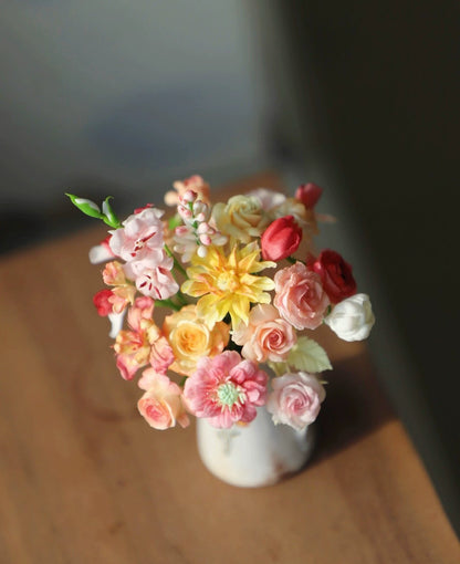 1:12 Scale Miniature Clay Flower Bouquet For Dollhouse Decor