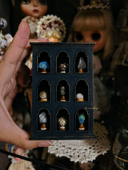 1:12 Scale Mineral Display Cabinet Black Miniature Dollhouse Furniture With Edge Polarization