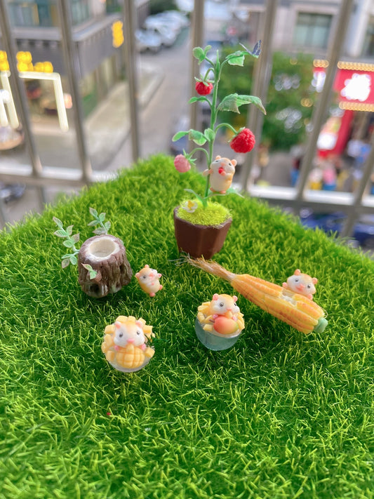 Serie de hámsteres de arcilla en miniatura a escala 1:12, casa de muñecas, pastelería, escena, juego de comida en miniatura, pasteles en miniatura